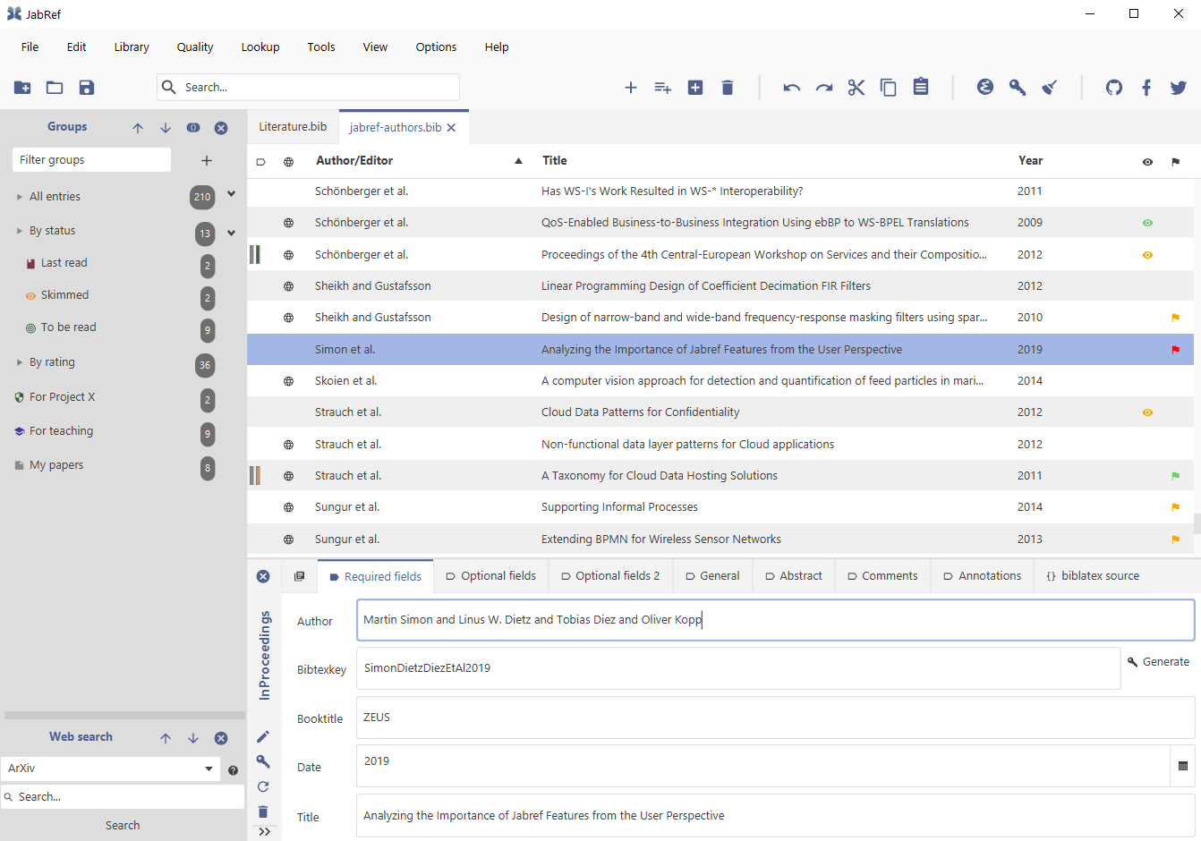JabRef application screenshot